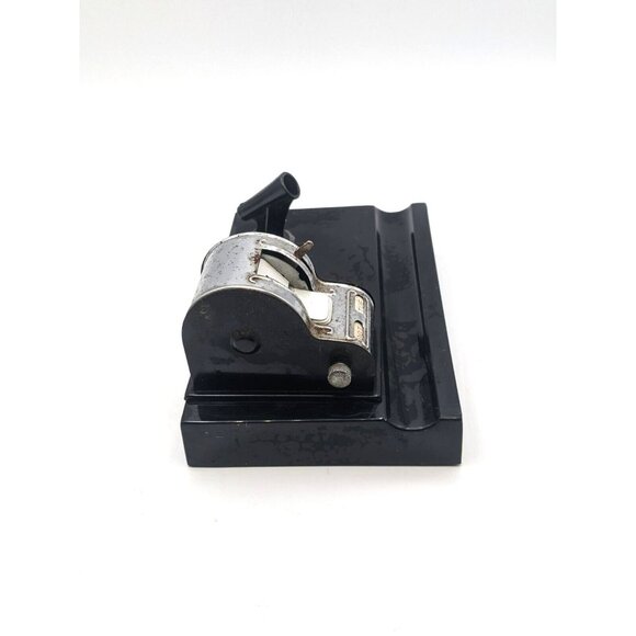 Vintage Perpetual Calendar Pen Holder Office Desk Top Black 6" x 4" - Picture 4 of 8